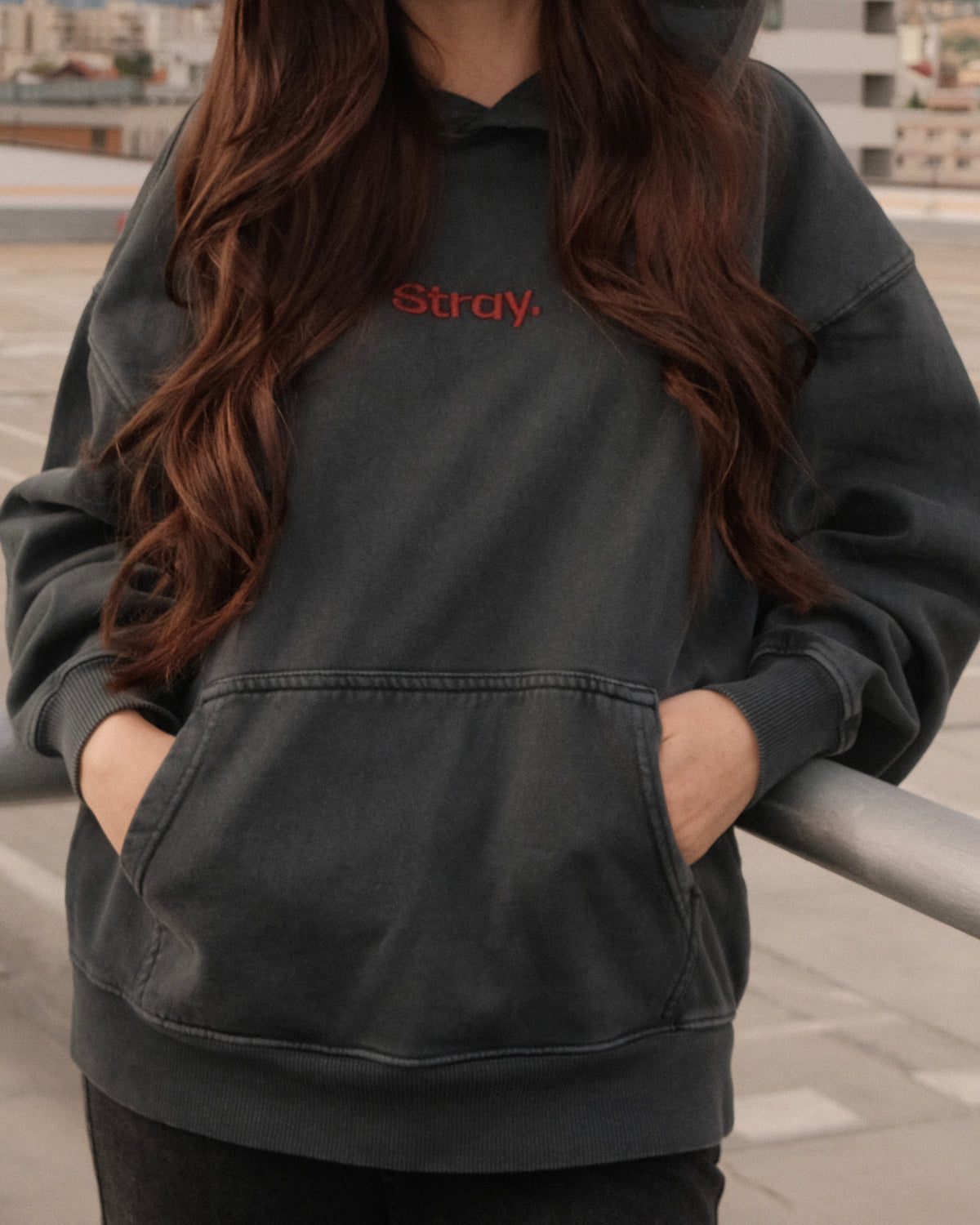 Embroidered Logo Hoodie – Vintage Black
