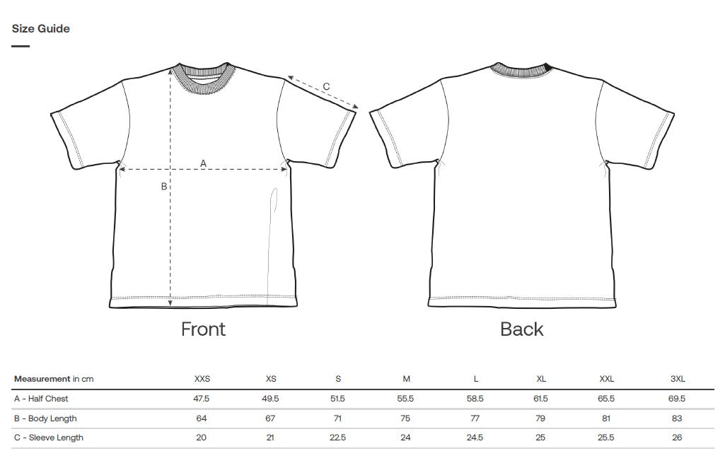 Size chart enlarged