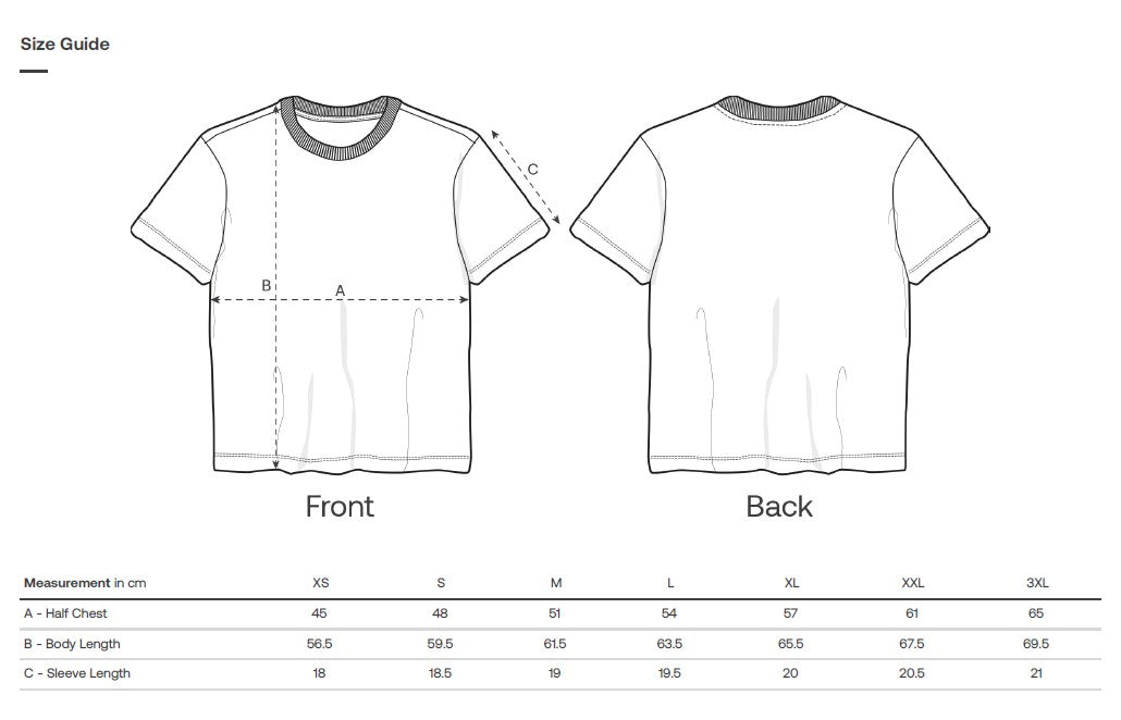 Size chart enlarged