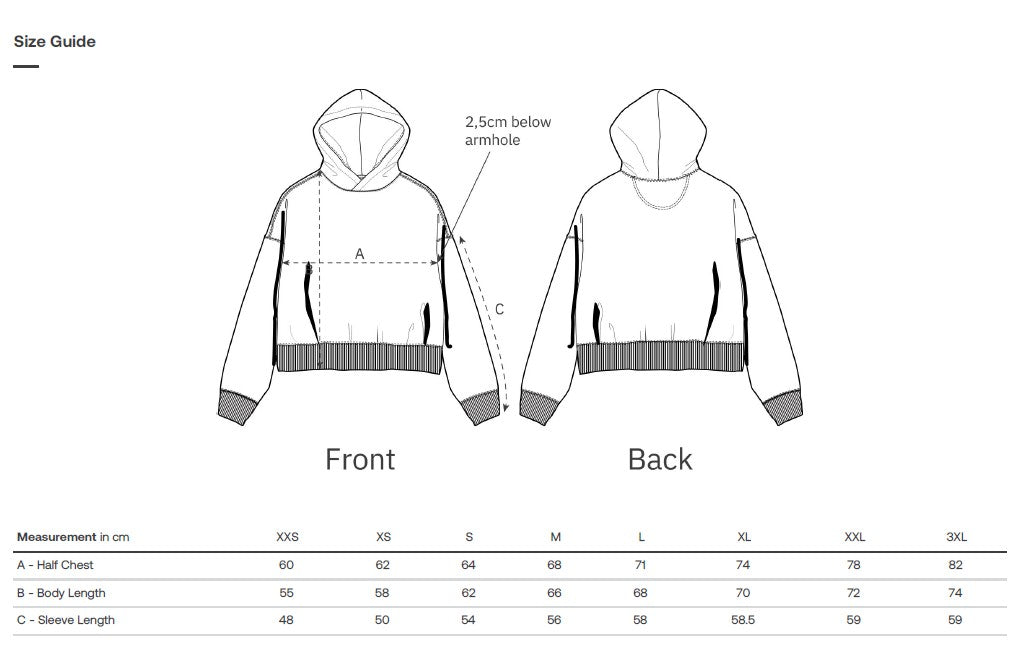 Size chart enlarged