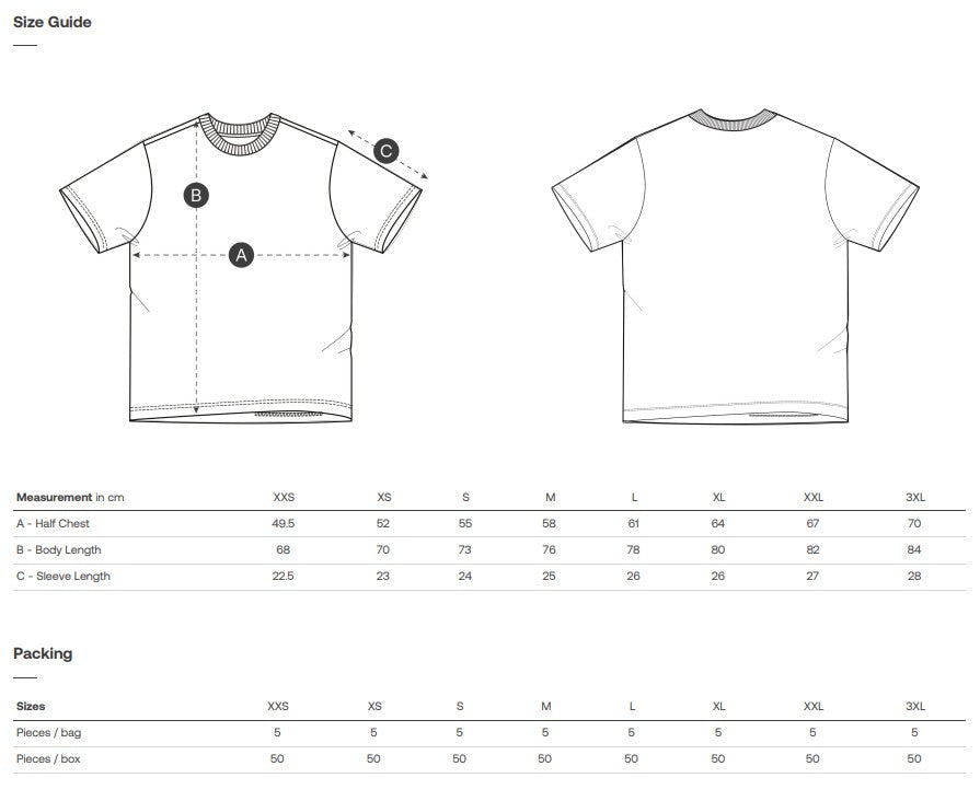 Size chart enlarged
